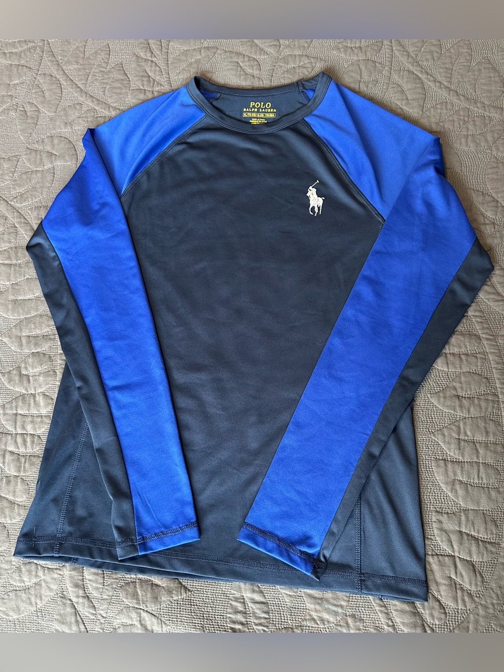 Polo by Ralph Lauren Kids Long-Sleeve Rashguard/Shirt — Navy & Royal Blue